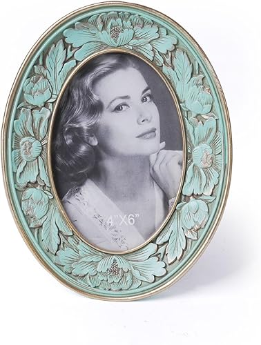 Miniatura 1 de HAUCOZE Marco de fotos de 4 x 6 pulgadas, decoración del hogar, manualidades, centro de mesa, centro de mesa de poliresina, azul, regalos artes, 8.3