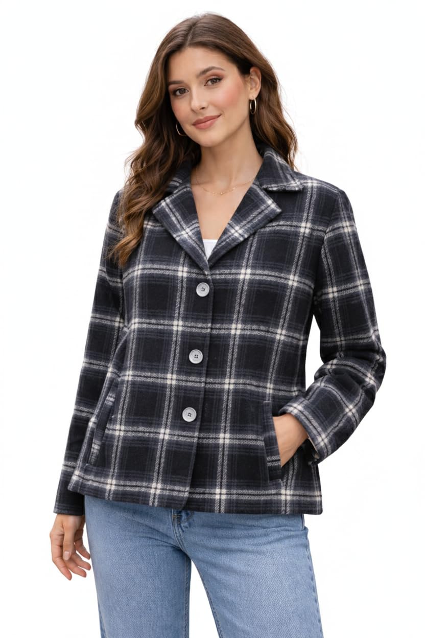 Women oversized Checked Flannel Shacket Shirt-picture-38