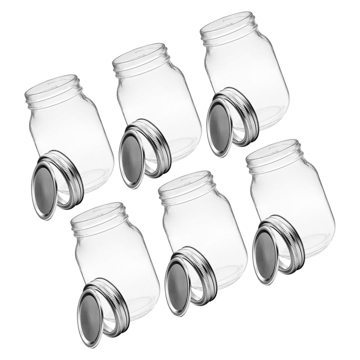 Set 6 Contenitori Ermetici con Coperchio a Tenuta in Vetro da 500ml Barattoli Versatili e Antigoccia per Alimenti in Casa o