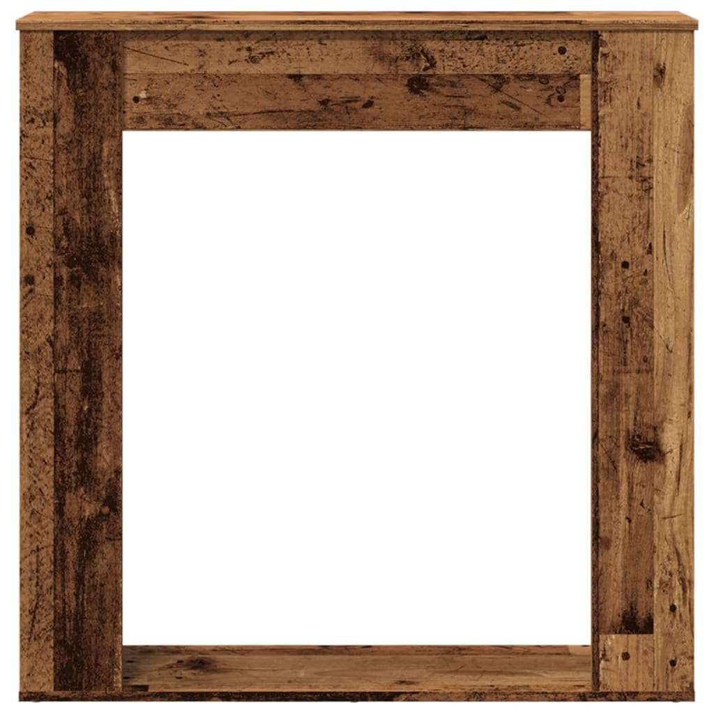 Repisa de chimenea con aspecto de madera envejecida, 100 x 20 x 100 cm, repisa para chimeneas eléctricas, función de almacenamiento con soporte de pared, accesorios de chimenea para salón y