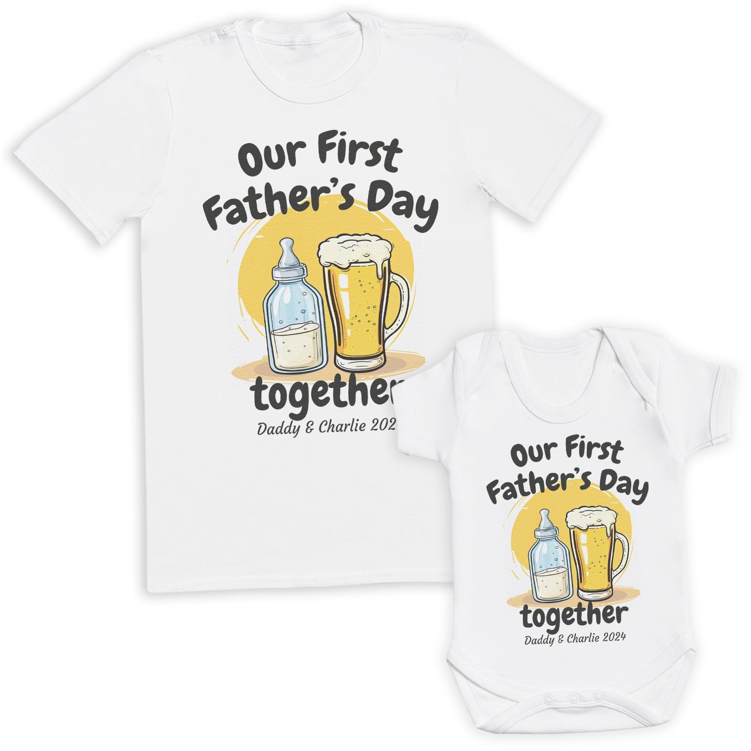 Personalised Our First Father's Day Together - Matching Set - Create Your Own Personalised Set - (Sold Separately) White