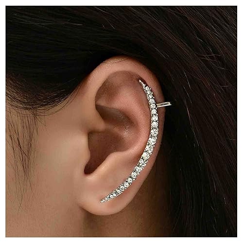 Miniatura 2 de Erimberate Aretes bohemios de barra de cristal, aretes de circonita cúbica, aretes de clip de barra pavimentada, aretes de cartílago, aretes de