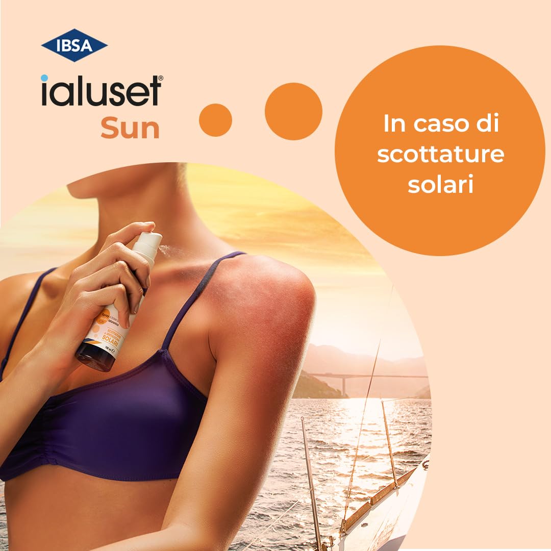 Ialuset Sun 100 ml | Spray a base di acido ialuronico 0,2% che contribuisce a lenire i sintomi di scottature e irritazioni solari