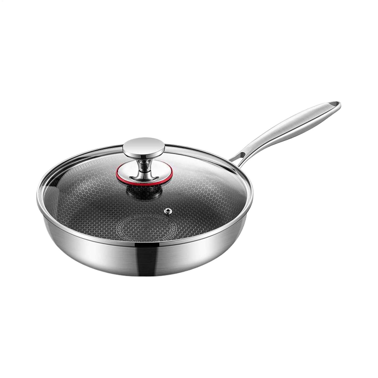 Genérico Padelle Antiaderente | Padella In Acciaio Inox Portatile - Leggero Con Coperchio E Antigraffio Per Saltare Preparare Pasti Cuocere Cucina Appartamento Casa
