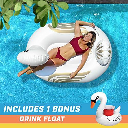 Gofloats Giant Inflatable Pool Floats - Choose Unicorn, Dragon, Flamingo, Swan, Or Bull - Includes Drink Float #TOP2