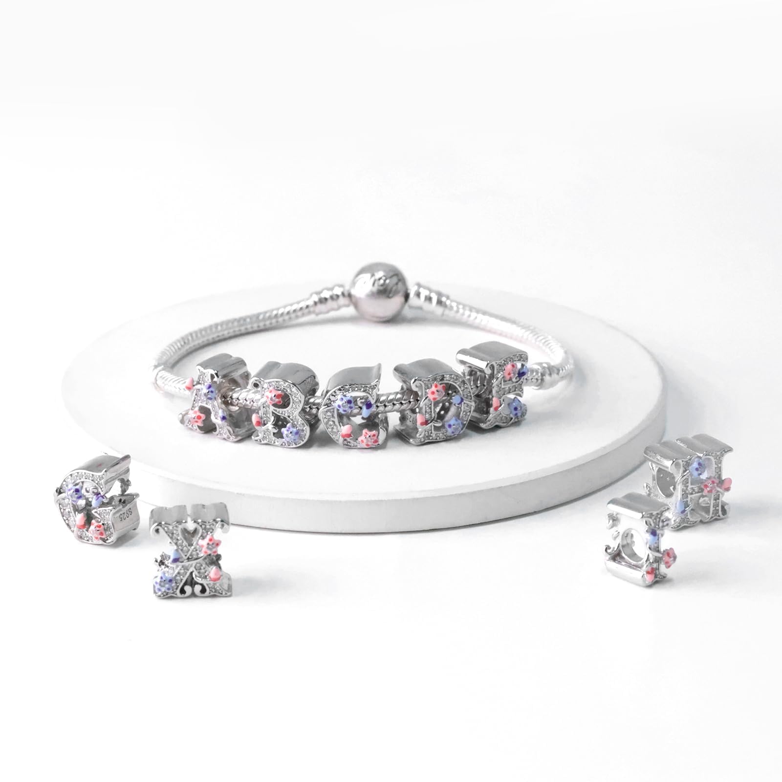 Charms lettres A-Z en argent 925, compatibles avec les bracelets et colliers Pandora, accessoires de mode pour femme.ZM250