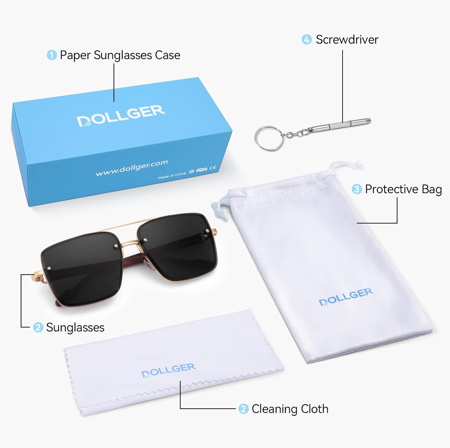 Dollger Overized Square Aviator Sunglasses for Men Women Fashion Imitation Wood Gradient Sunglasses - Image 7