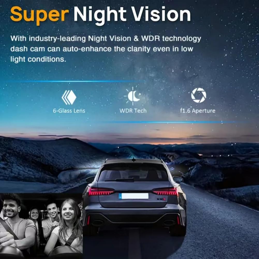 Shkalacar Telecamera DVR per Auto, Dash Cam Auto 1080P Telecamera Anteriore Interna e Posteriore Registratore di Guida 3 obiettivi Dashcam con Schermo da 2 Pollici Supporto Integrato