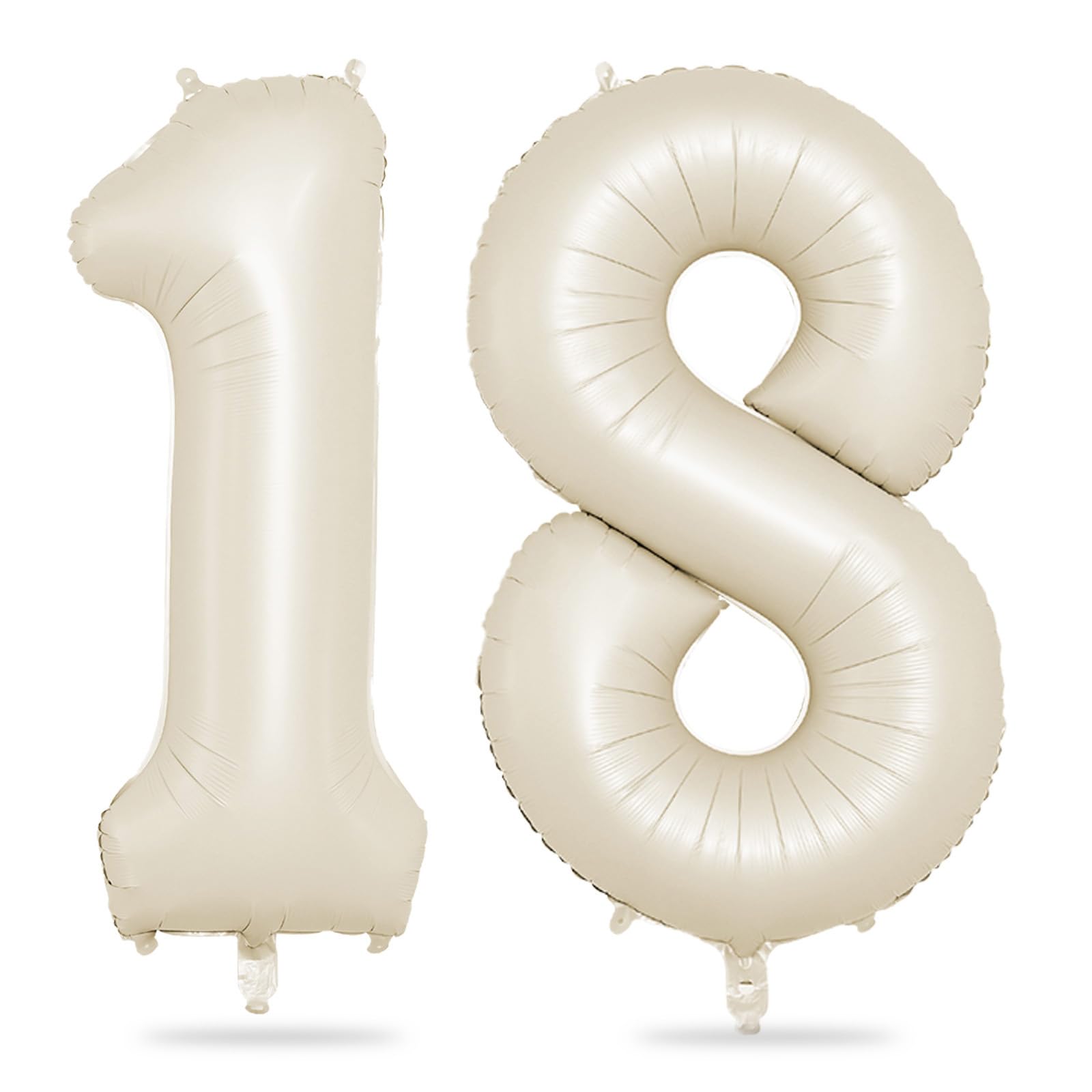 Biapian 40 Inch Cream Number 18 Balloon, 18th Birthday Balloons, Big Digital 18 or 81 Beige White Giant 18 Foil Balloon Helium for 81st 18th Birthday