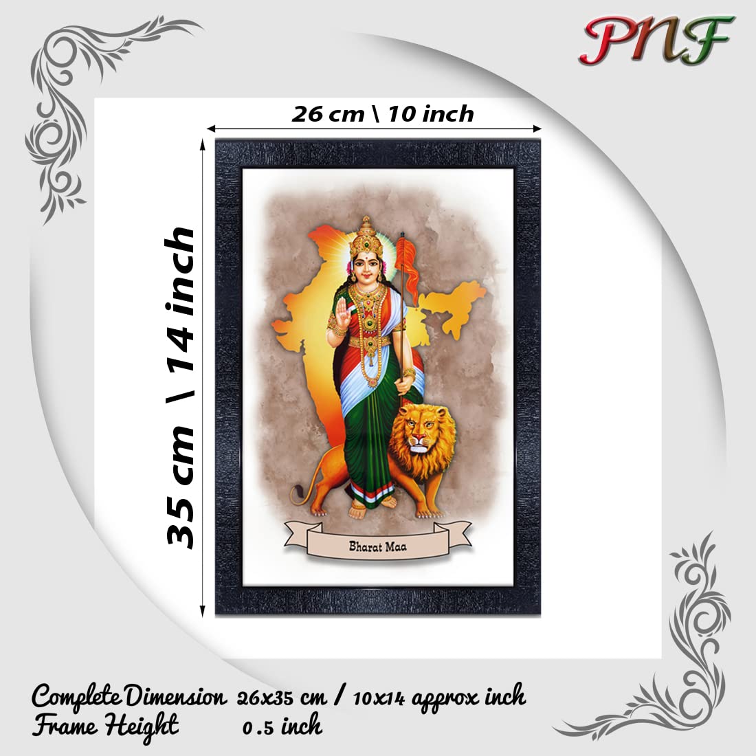pnf Bharat MATA painting art Wood Frames with Acrylic Sheet (Glass) p-149-(10 * 14inch,Multicolour,Synthetic)