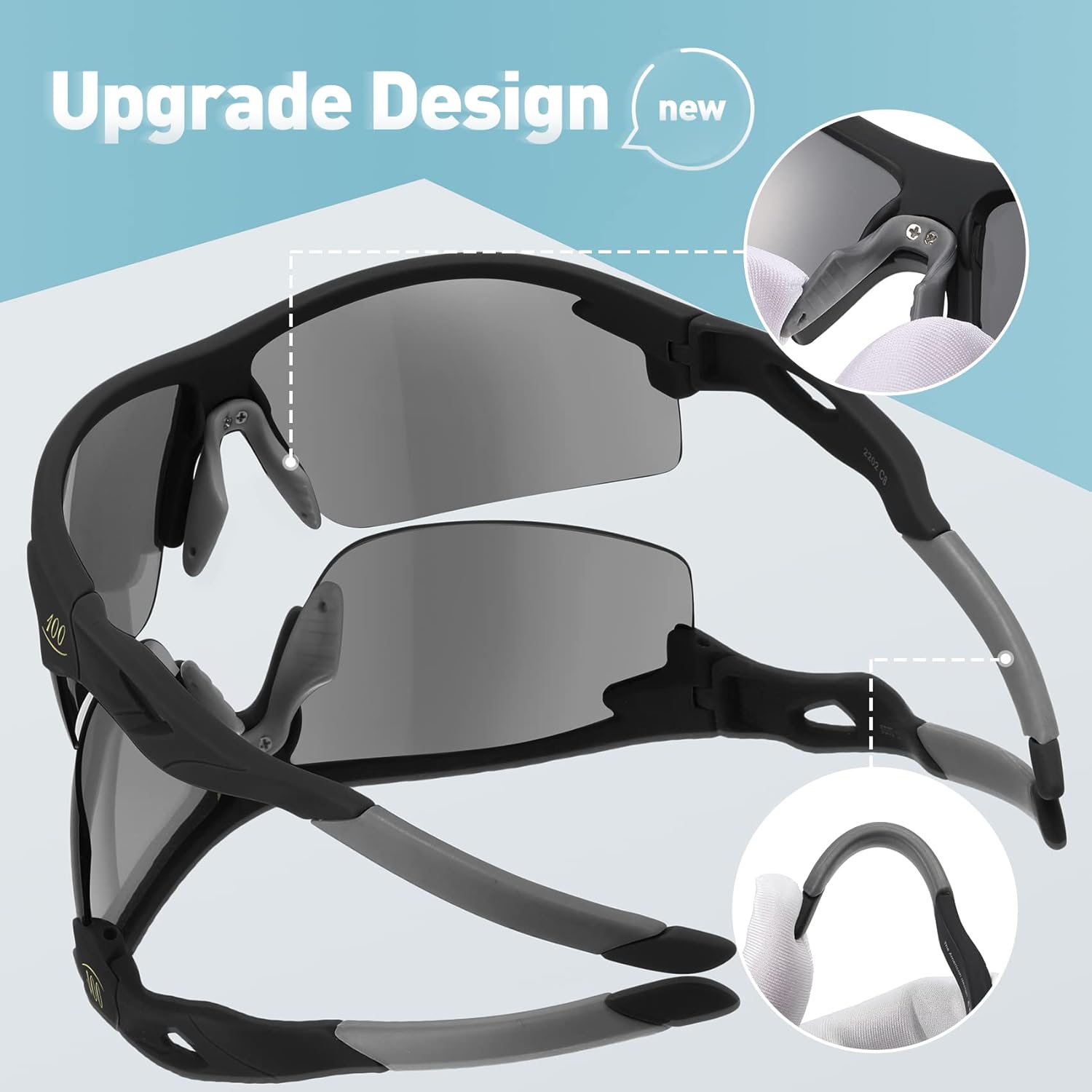 100 CLASSIC Sports Sunglasses Polarized Lens FHD UV400 Protection Durable and Flexible Ultimate Comfort for Men and Women