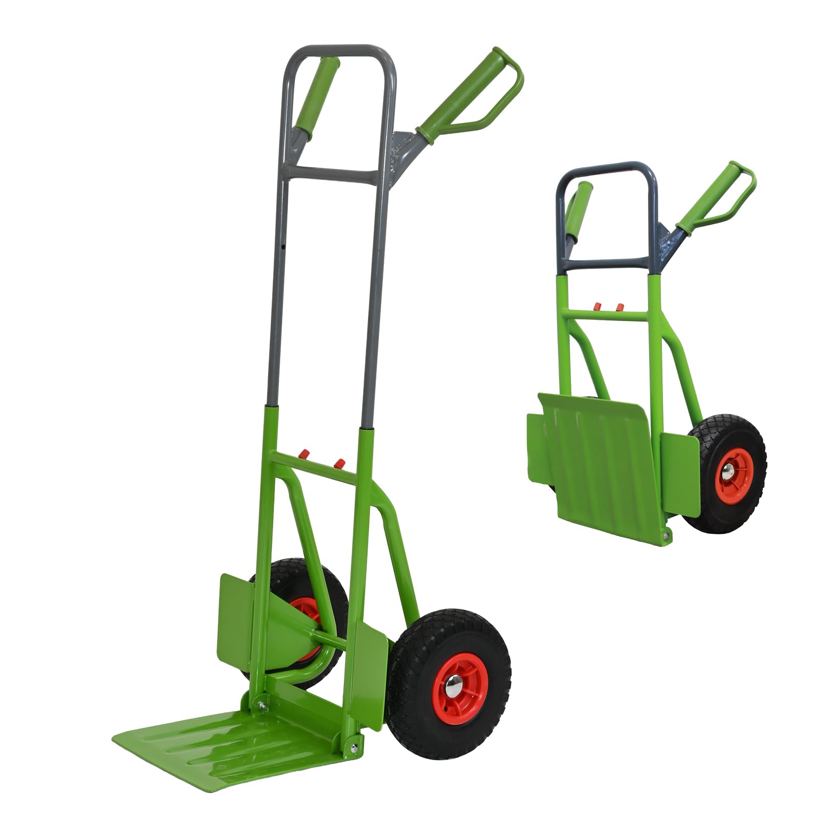 TRUTZHOLM Sackkarre pulverbeschichteter Stahl Tragkraft 200 kg 112,5 cm Höhe große klappbare Ladefläche 29x29 cm pannensichere Vollgummiräder ergonomische Sicherheitsgriffe mit Handschutzbügel
