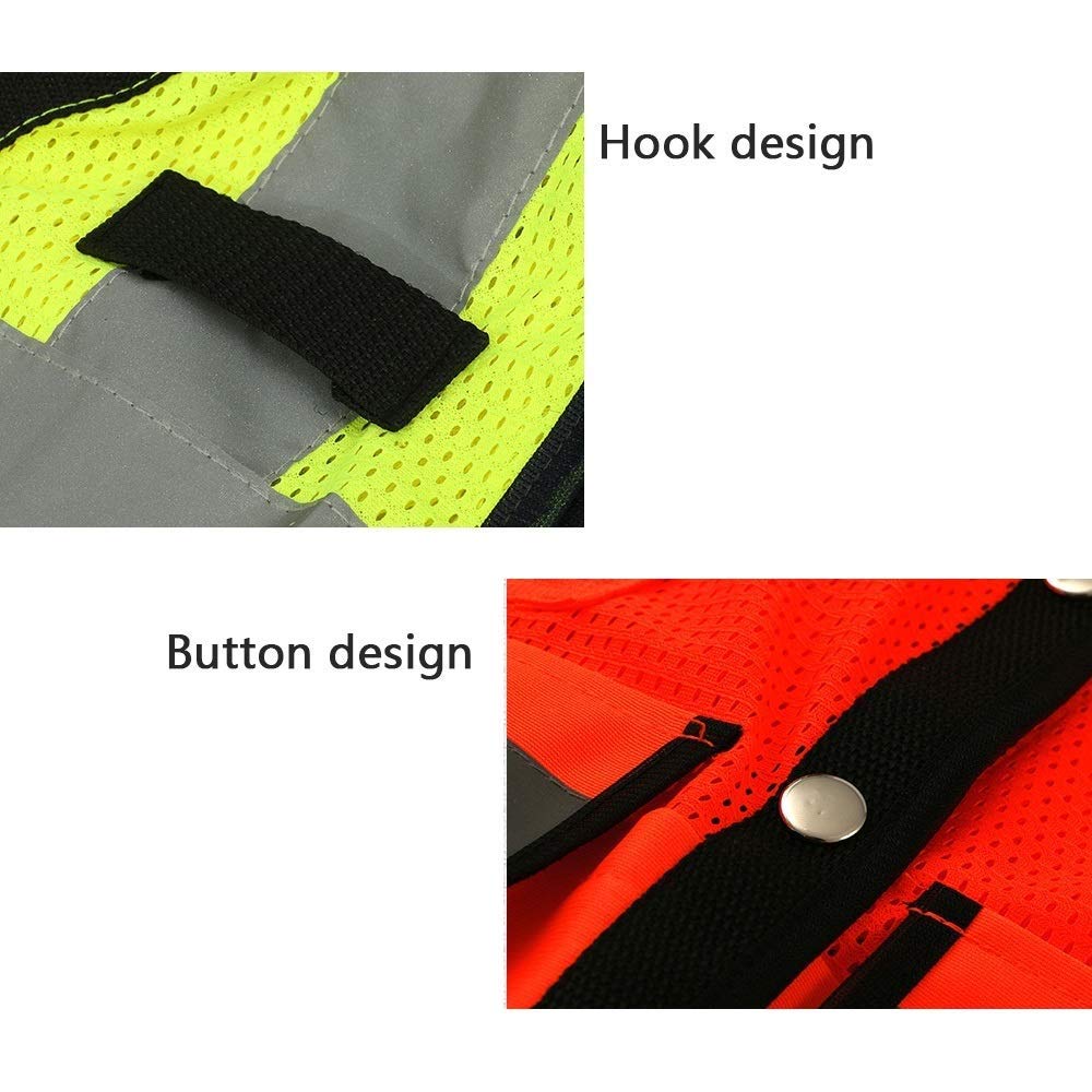 Gilet Haute Visibilité, Gilet Réfléchissant Maille Respirante En Été Gilet De Sécurité Pour Chantier De Construction Polyvalent (Couleur : Fluorescent orange)