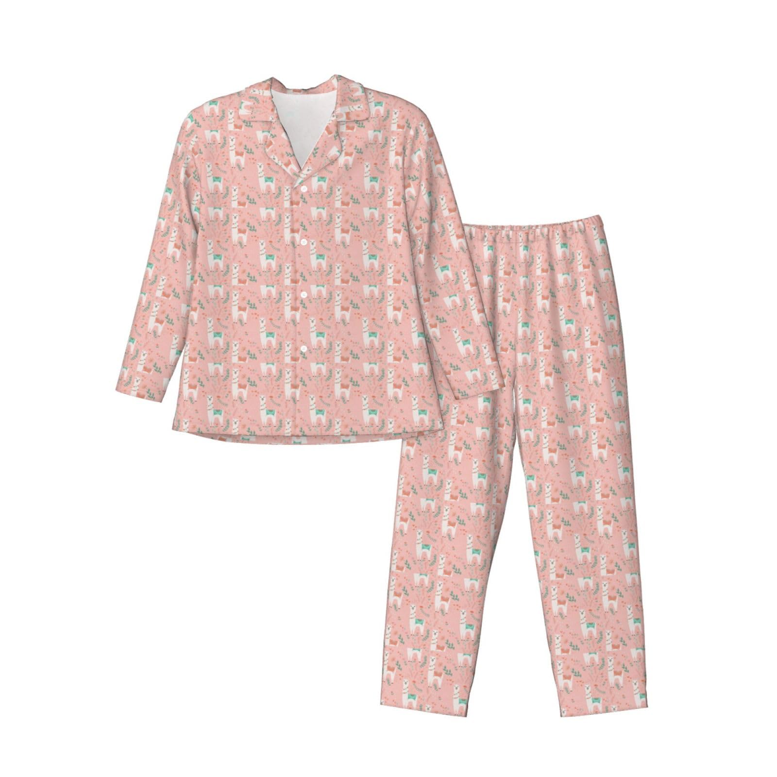 Rosa cammello stampa cactus uomo manica lunga pigiama set pigiameria due pezzi casa viaggio vestito pantaloni lounge