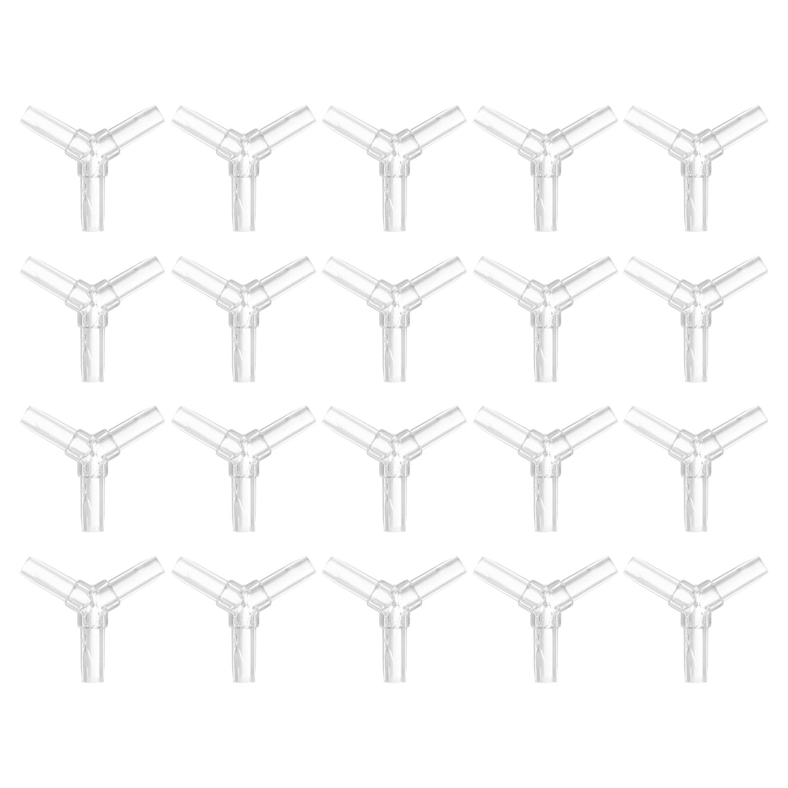 Muiltvoe 20Pcs Aquarium Air Valve Connector, 3 Way Plastic Inline Tubing Non-return Valves for 4mm ID Airline Tubing Fish Tank Pond Air Line, Clear