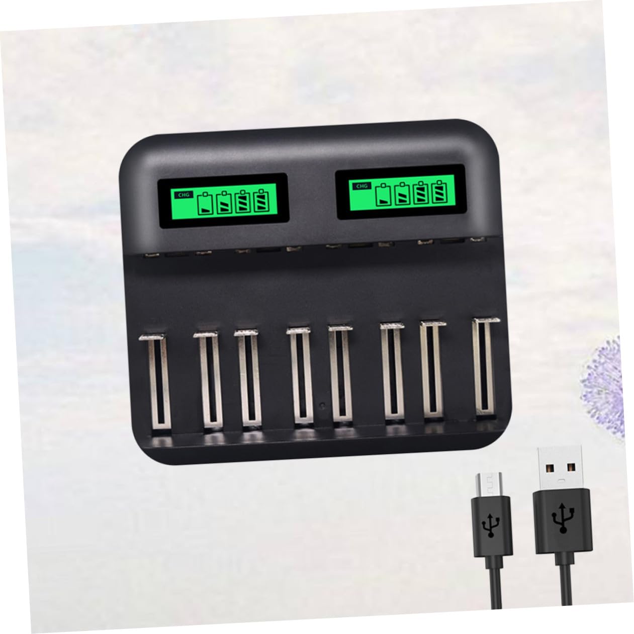 Cargador Inteligente de Baterías AA AAA con Pantalla Digital USB Ranuras Protección Múltiple y Carga Simultánea para Pilas Recargables