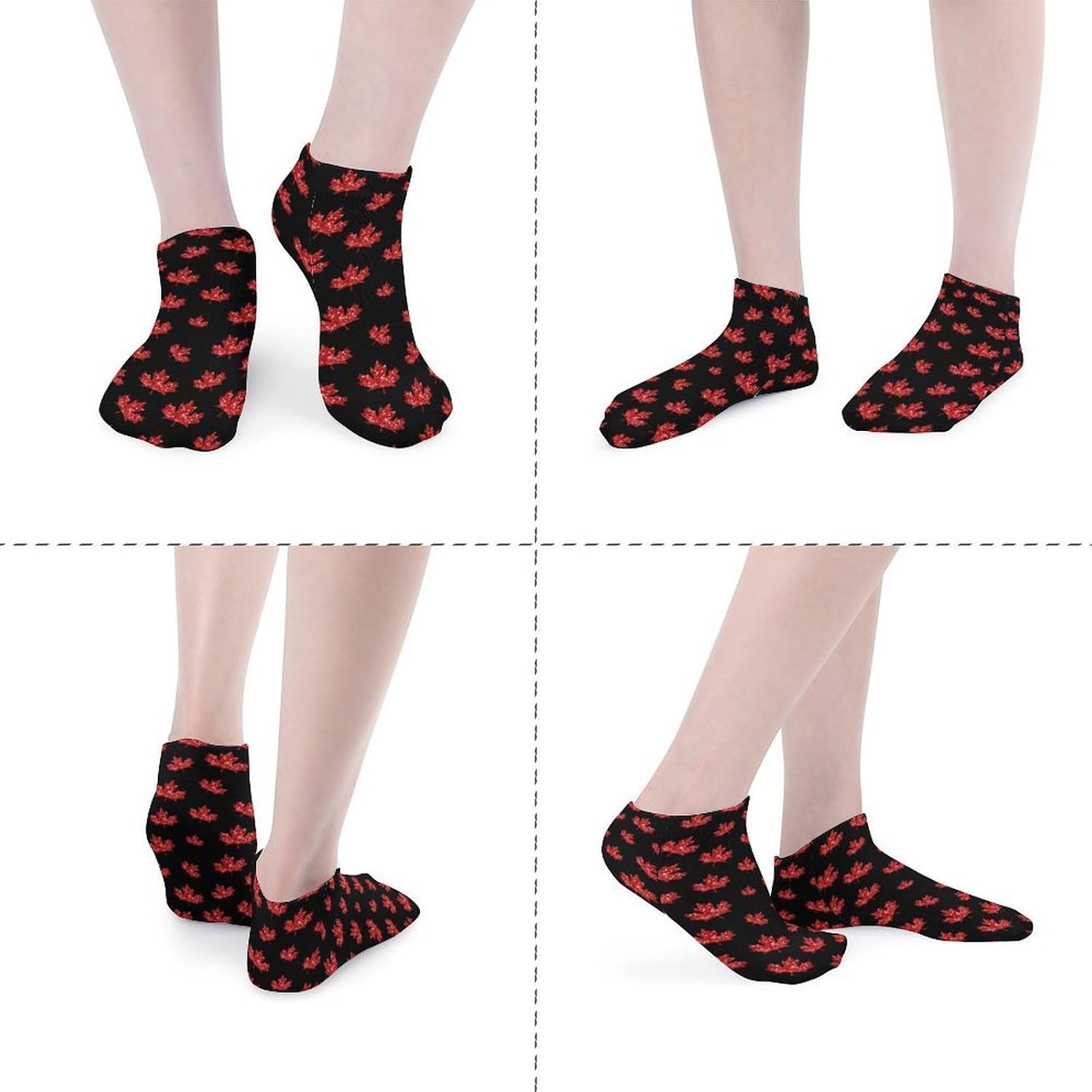 Canada Maple Canadian Flag 5 Pairs Low Cut Ankle Socks Casual Liner Sock No Show Invisible Socks for Men Women