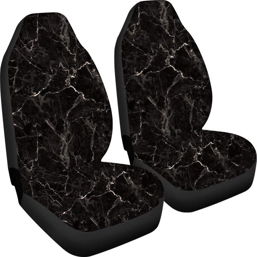 Freewander 2pc Black Marble Vehicle Seat Cover Light Resistance Stretchable Washable Suitable for Year Round Use Universal Fits Car Accessories