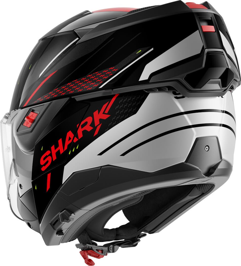 SHARK, Casco Moto Modular OXO RYDGER Black Silver Red KSR, XS