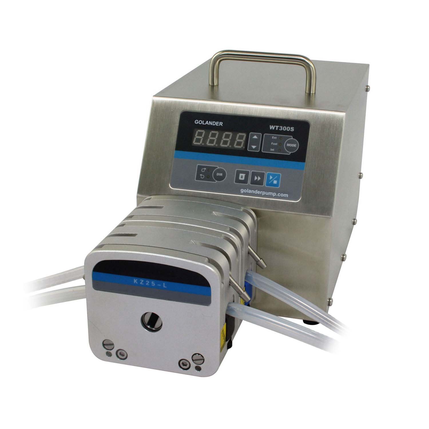 WT300S (2xKZ25-PC) Peristaltikpumpe mit variabler Drehzahl, 2 Kanälen und Durchflussraten von 3 bis 3500 ml/min pro Kanal