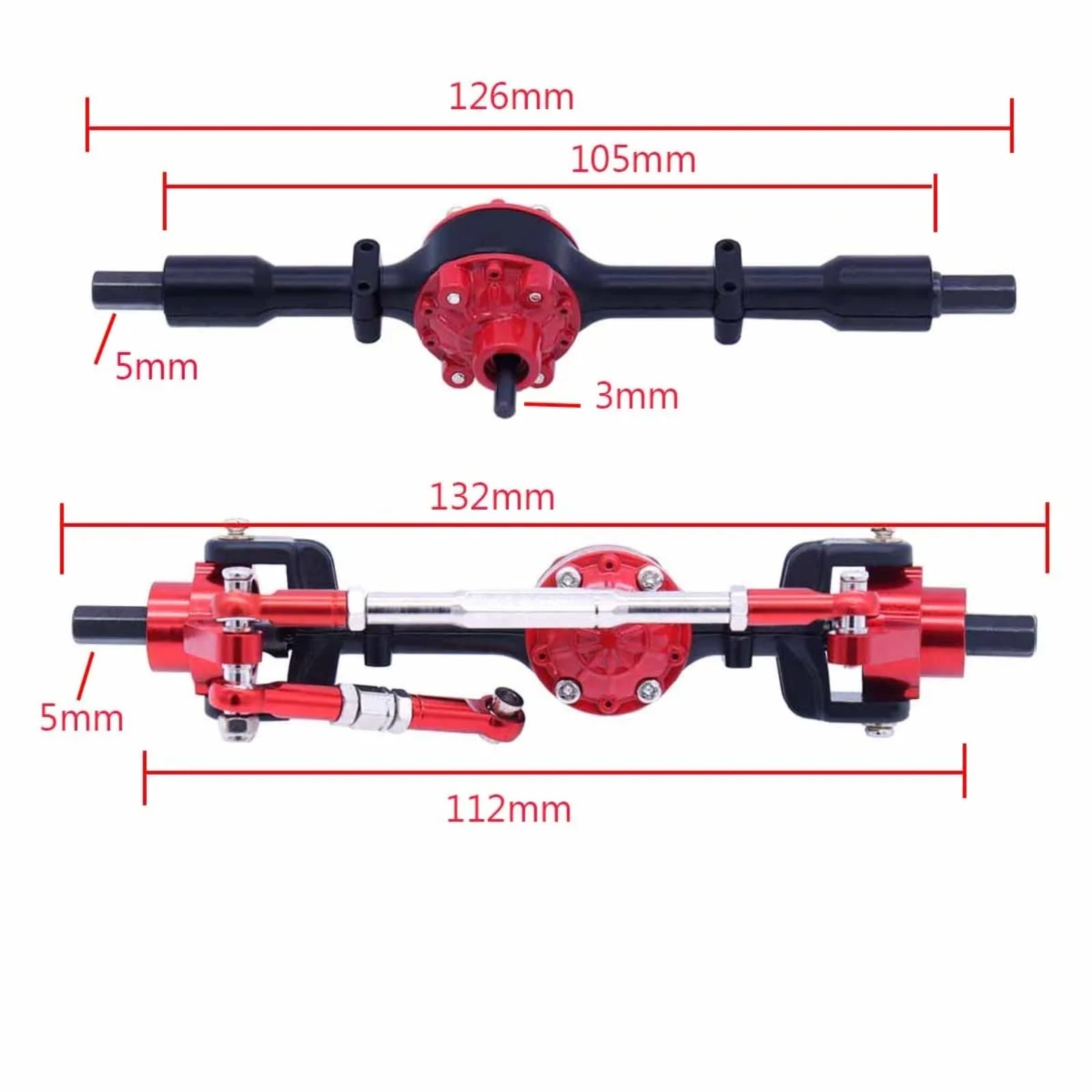 Metal Bracket Kit For WPL RC Car Upgrade - Red CNC Metal Beam Center Fixed Parts For B1, C24, D90 Models - View #2