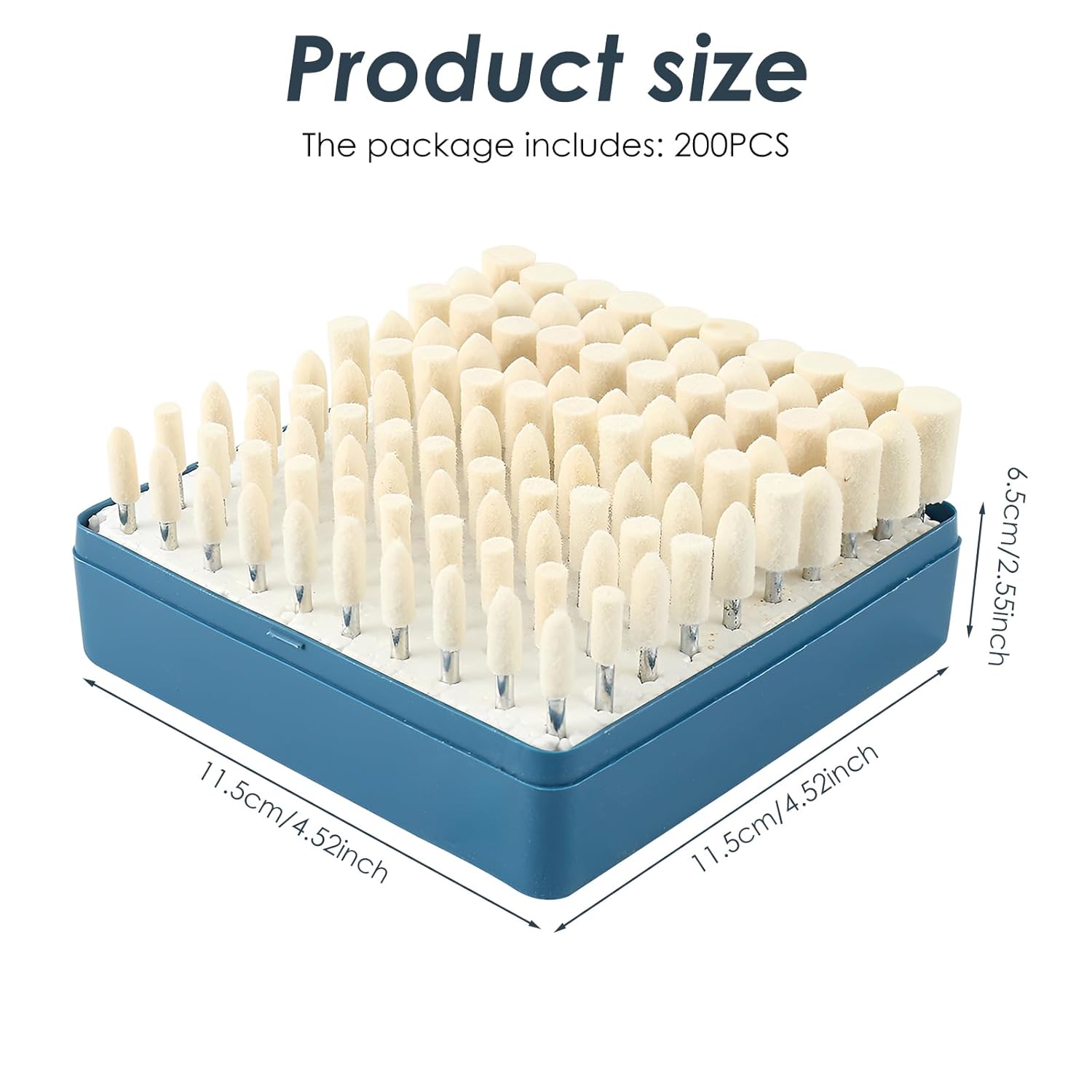 200Pcs Compressed Wool Felt Polishing Head Tool, Felt Polishing Buffing Wheel for Rotary Tool, Wool FeltPolishing Pad Wheel Set with Storage Box for Watch and Jewelry Polish