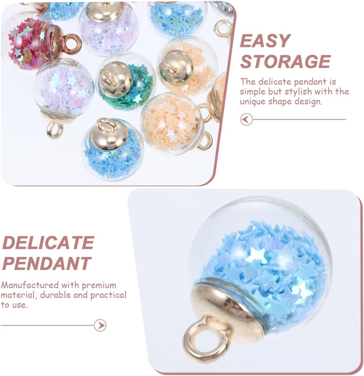Glass Ball Charms with Star Sequins for Jewelry Making Small 0.78 Inch Pendants for Earrings Necklaces Diy Craft Projects Unique Hanging Decorations - Image 5