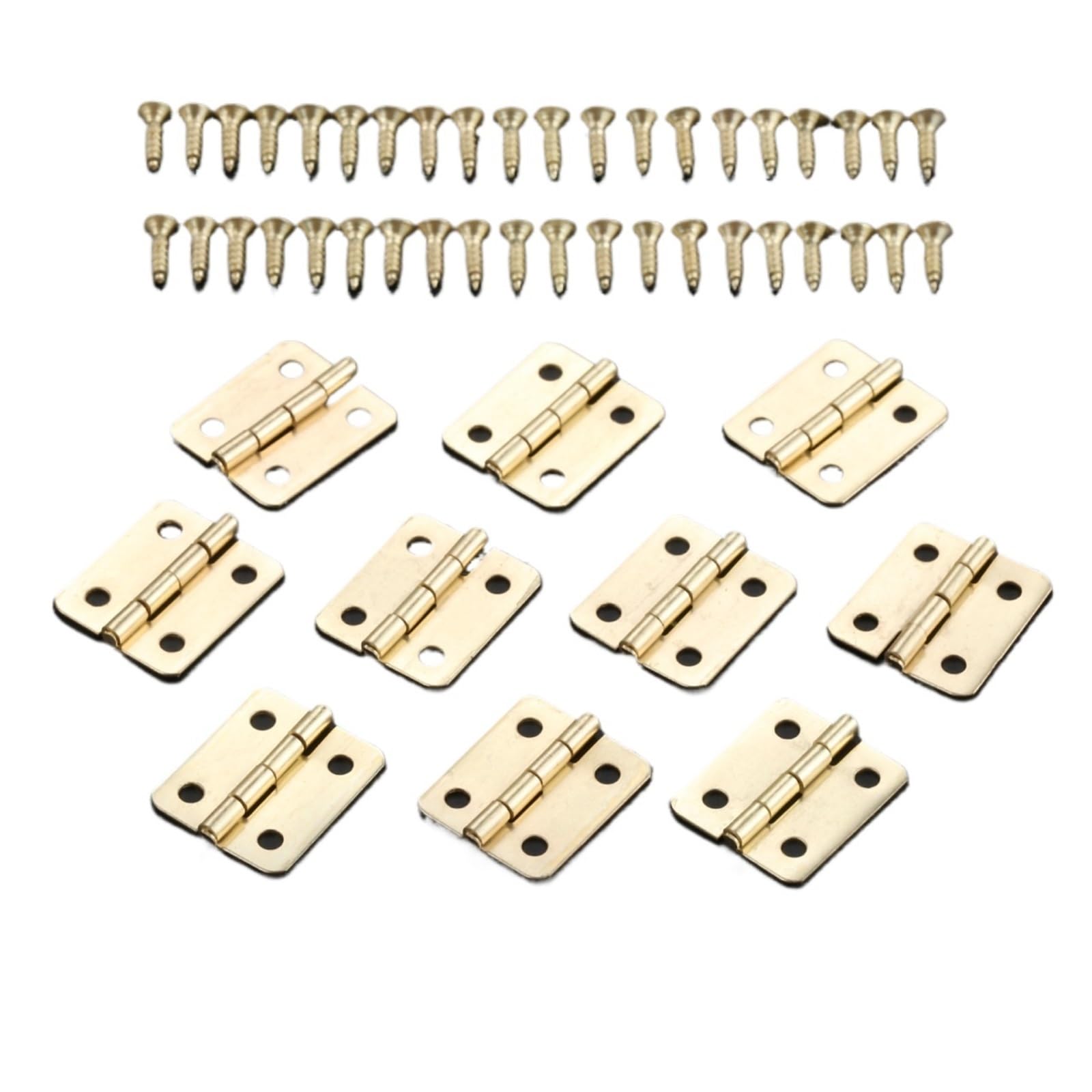 Ozlcua Gold 10Sets Hinges W/Screw Fillet 4 Holes 18 * 16Mm Decor Cabinet Wooden Box Jewelry Wine Gift Case(Gold)