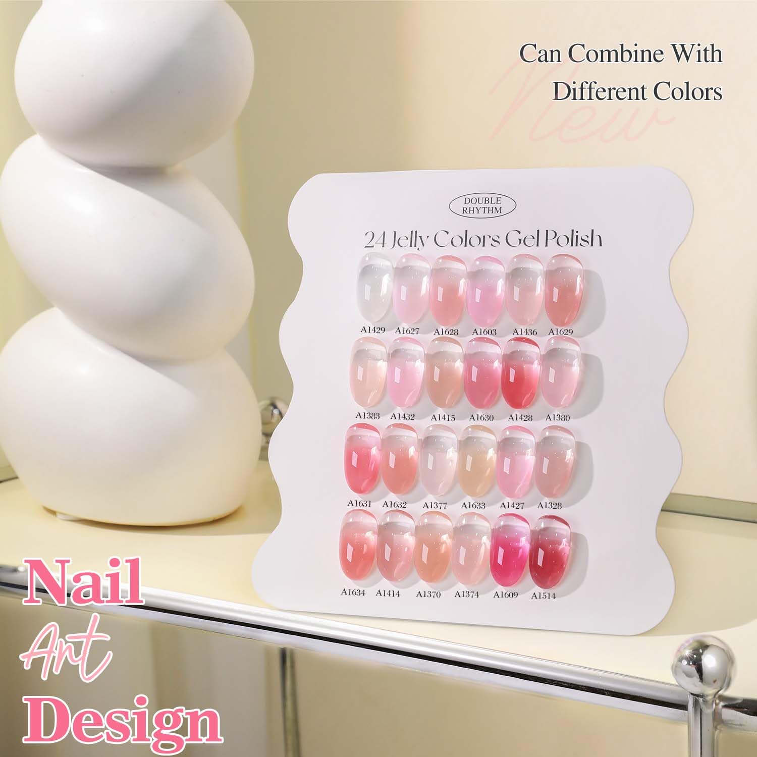 Double Rhythm Juego de esmaltes de uñas de gel, 28 piezas, mismo color y botella, juego de esmalte de uñas de gel extraíble para manicura y decoración de uñas en casa, ideal para mujeres (colección