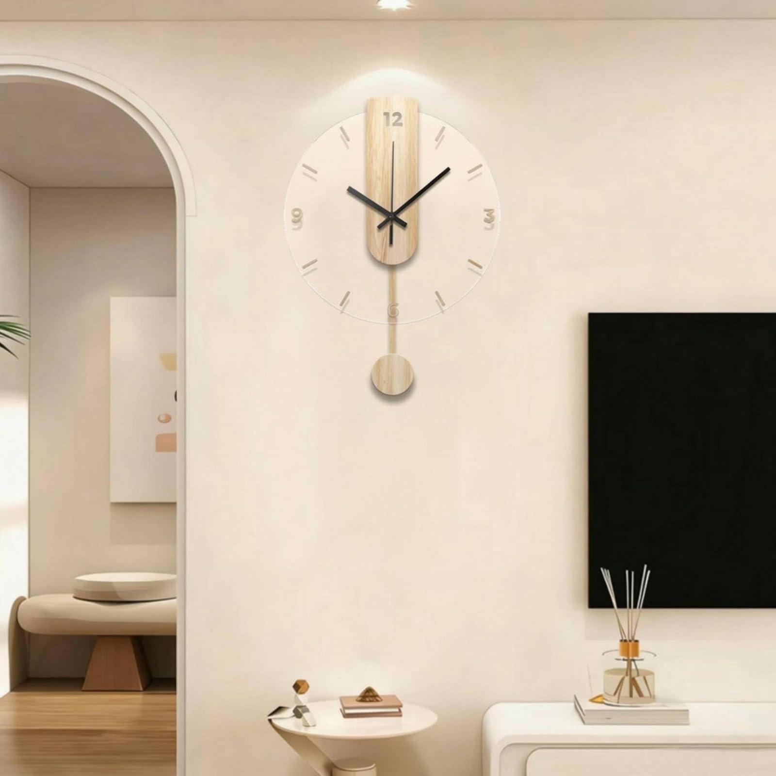 Reloj de Pared Reloj Colgante Reloj Decorativo Reloj con con Panel Central Alto y de Madera Simple de Fácil Lectura