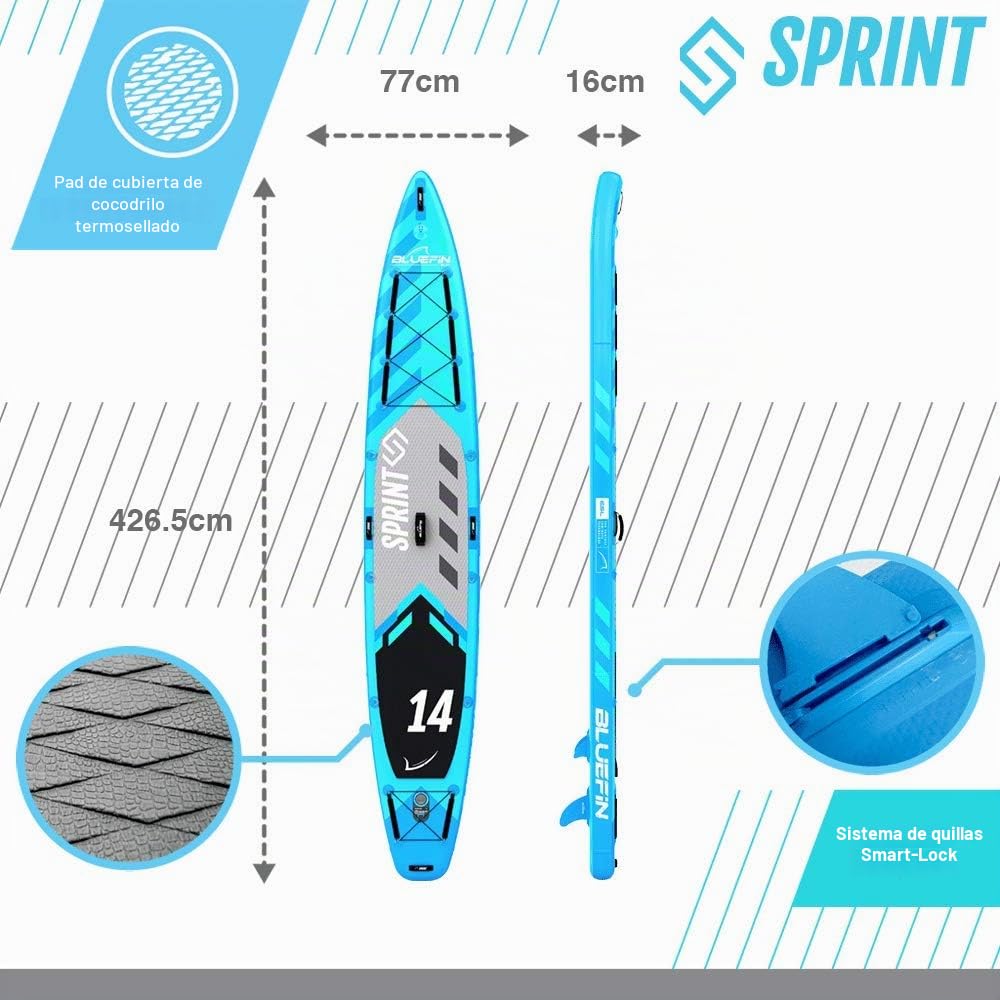 Bluefin Sup 14′ Sprint Carbon Stand Up Paddle Board Kit