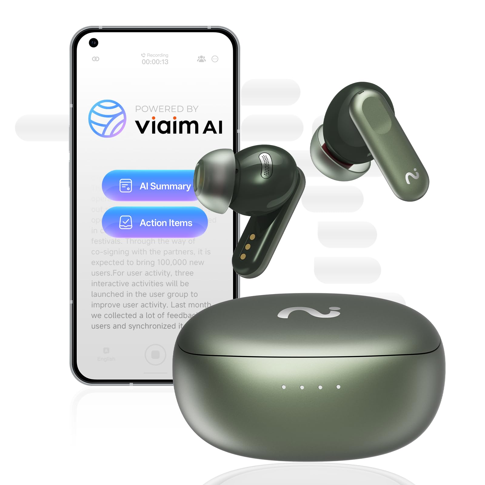 Amazon.com : viaim Nano+ AI Voice Recorder Earbuds: Pocket Note