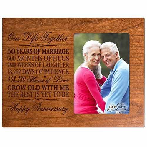 LifeSong Milestones 50th Year Wedding for Couple Custom Engraved Wedding Celebration Frame Holds 1 4x6 Photo 8