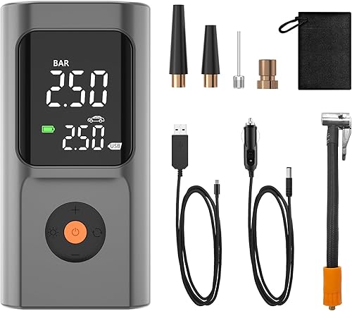 Miniatura 7 de PARDUS Inflador de neumáticos, compresor de aire portátil, bomba de aire de 150 PSI para neumáticos de automóvil con medidor de presión digital,