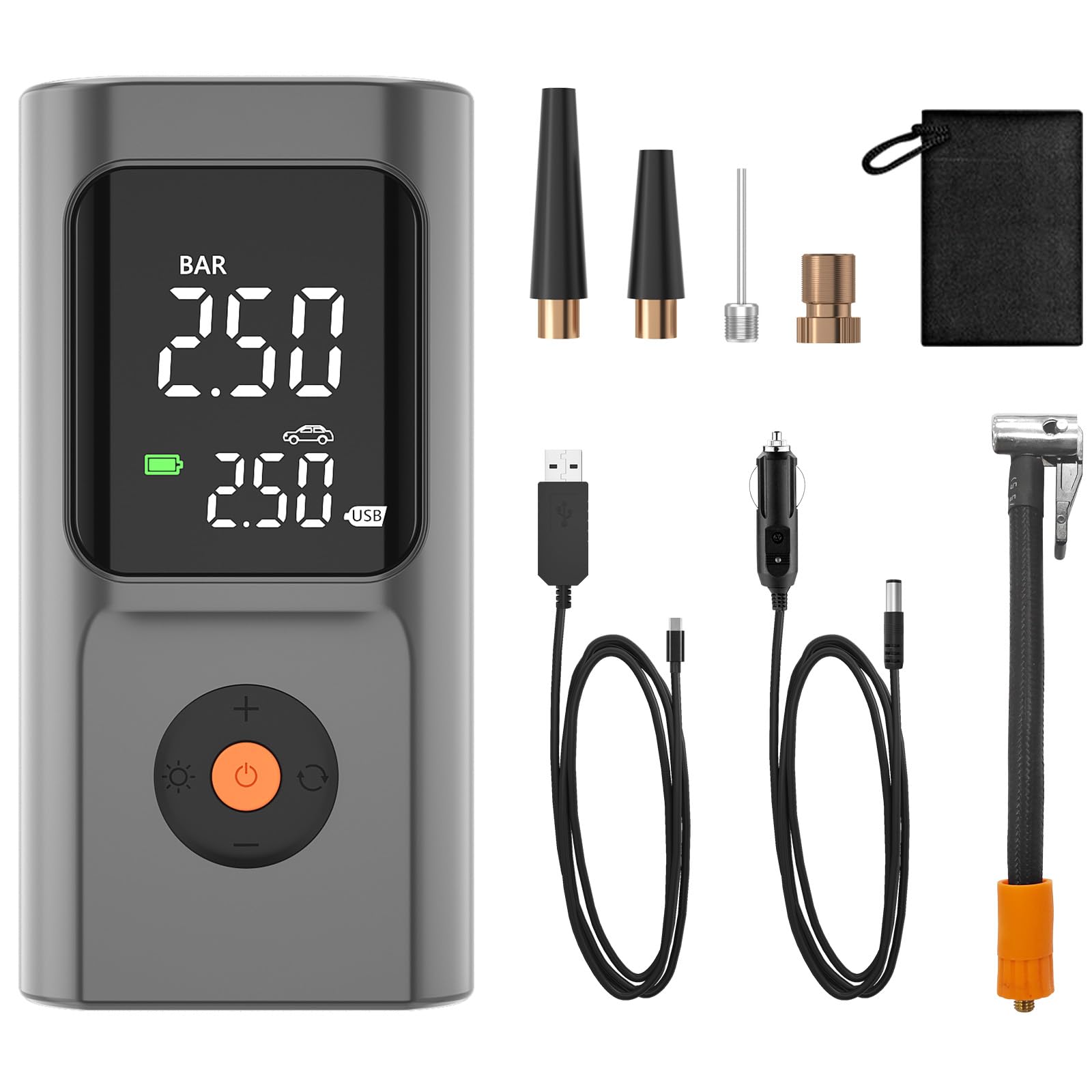 PARDUS Tire Inflator Portable Air Compressor 150PSI Air Pump For Car Tires with Digital Pressure Gauge Bike Tire — view 7