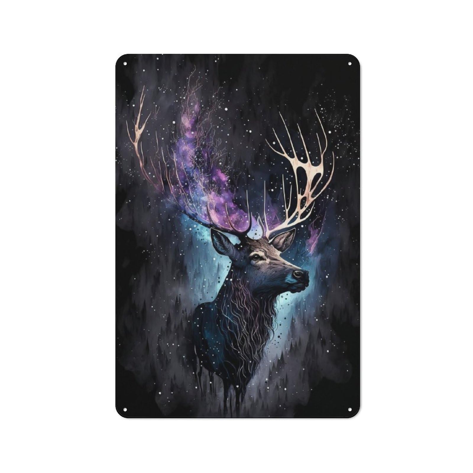 Junmoney Deer Head Colorful Metal Sign 30X20cm With For Hallway Wall, Vintage Decor, For Garage, Workshop And Man Cave Decoration