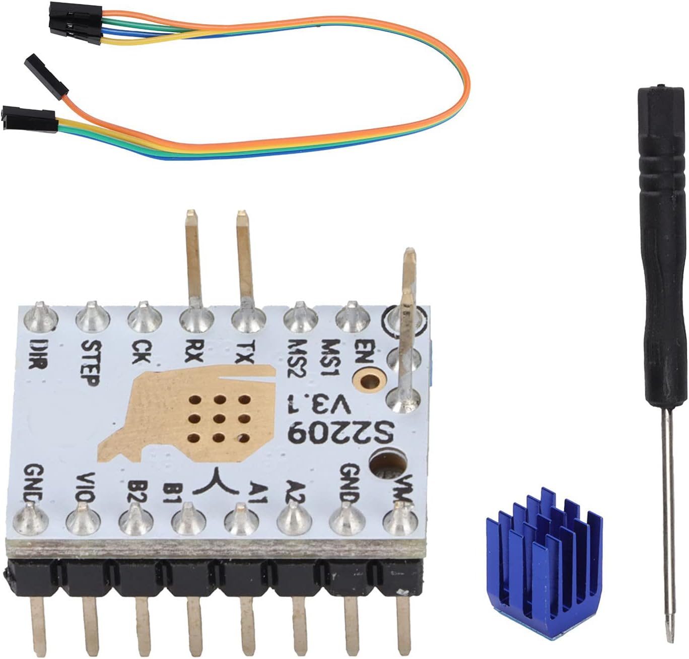 Fdit Ultra Mute 3D Printer TMC2209 V3.1 Stepper Motor Driver Module with Heatsink, Upgraded Replacement for A4988 TMC2208 TMC2130 TMC2100