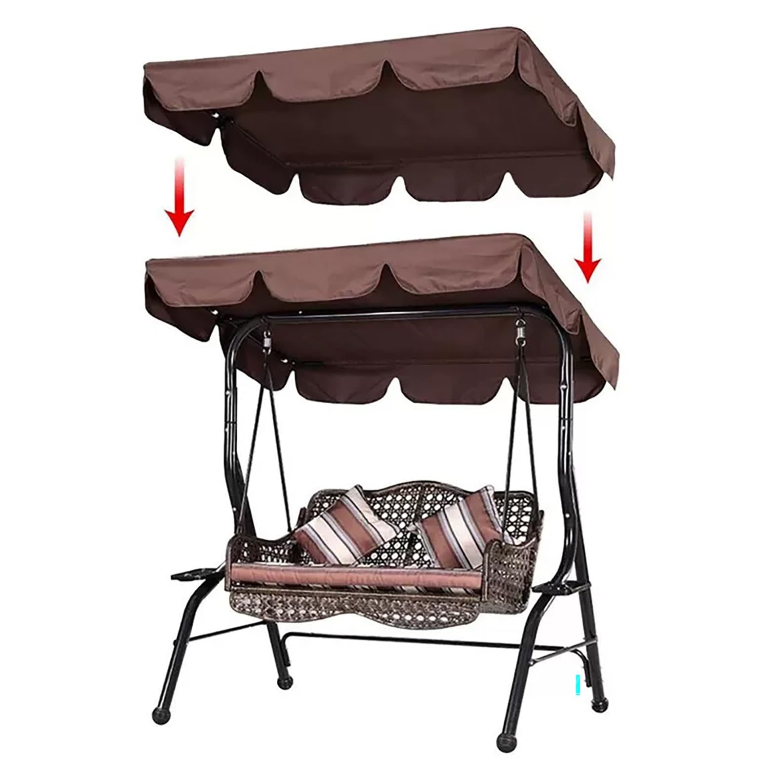 Copertura di ricambio per dondolo da patio, impermeabile, protezione dai raggi UV, copertura superiore per dondolo da giardino, patio, veranda, 3 posti, tenda anti-UV (blu, 190 x 120 cm)
