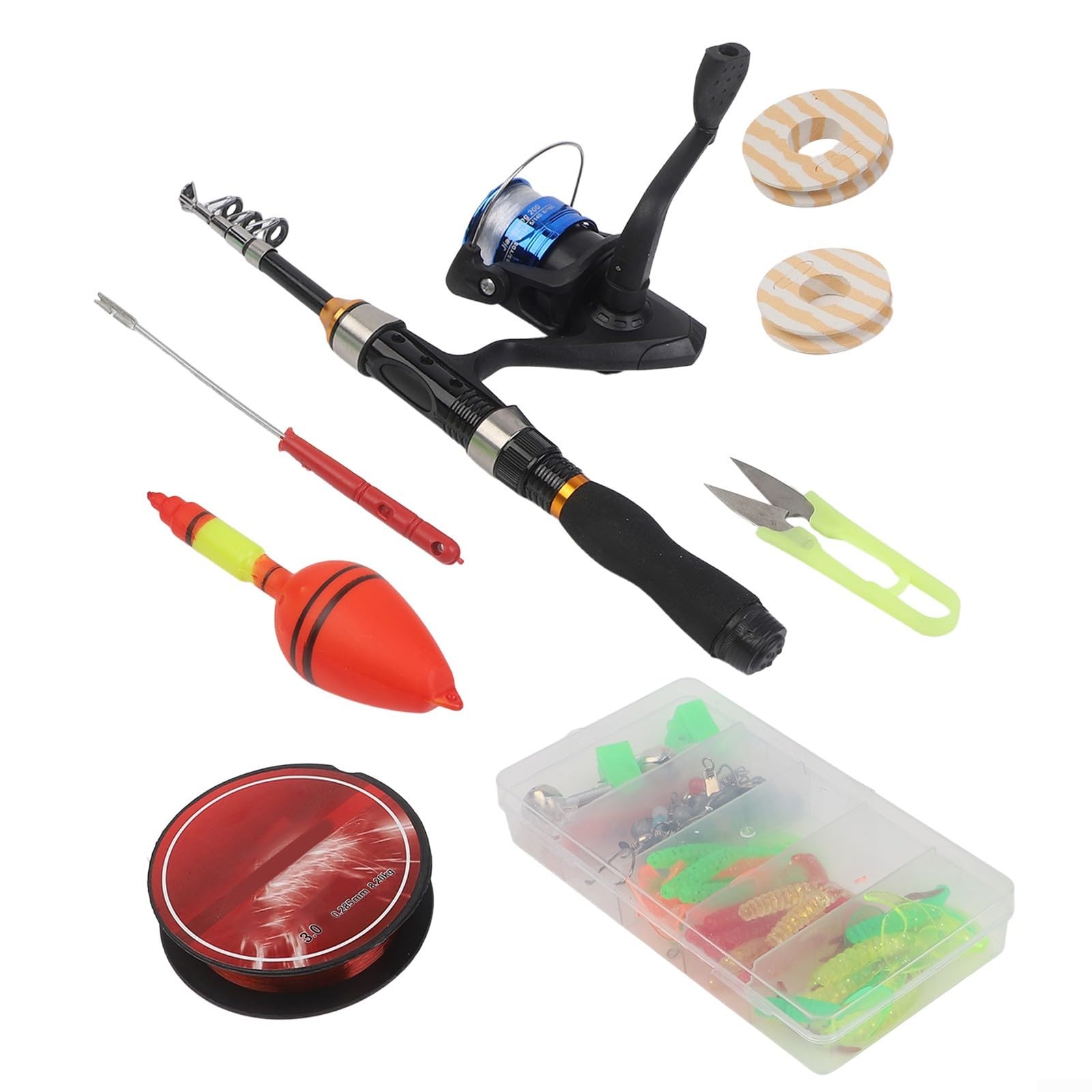 Telescopic Fishing Rod Kit with Smooth Bearings Reel For Combo Lightweight Carbon Rod for Portable Travel and Outdoor Fishing (Black 1M Set)