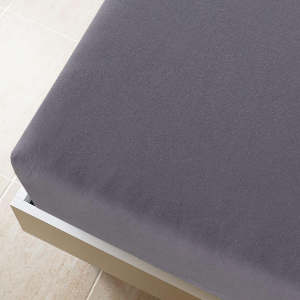 Spannbettlaken 180x200 cm Jersey 2er Set Anthrazit Baumwolle elastisch weich atmungsaktiv für Doppelbett