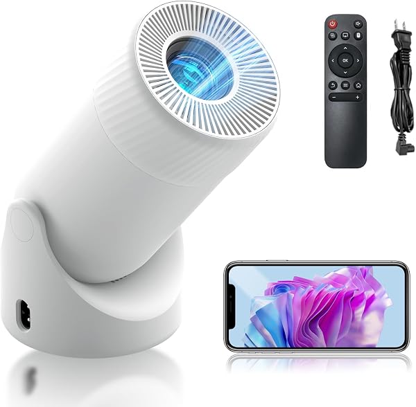 Mini Projector with WiFi and Bluetooth, Portable Projector Full HD 4K Support with 180° Rotation Adjustment, 8000 Lumen, 130 ANSI Lumens, Auto Keystone Correction, Home Projector for Phone - 1