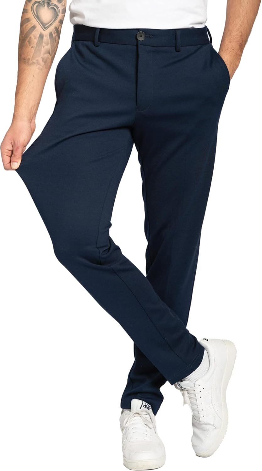 Performance Pants for Men, Slim Fit, Stretch - Comfortable and Modern Mens Trousers with Stretch for Suits, Business, Casual