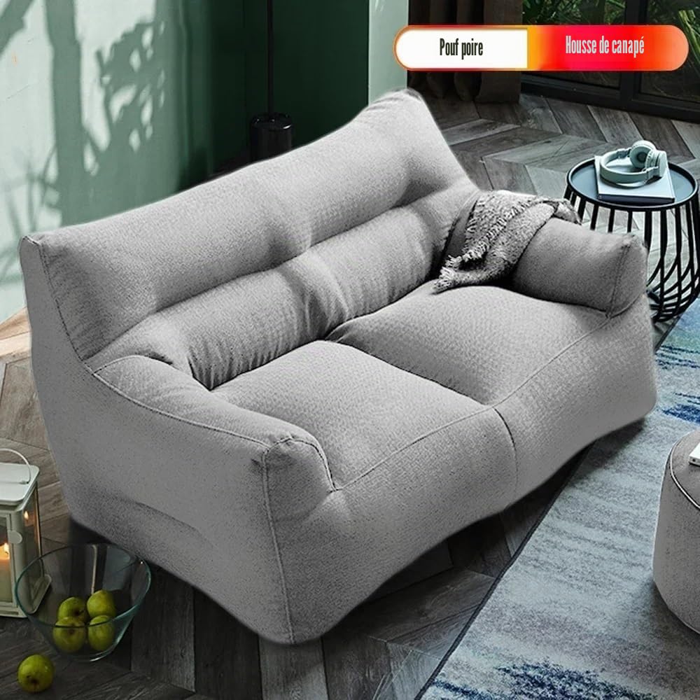 SXBCyan Housse de Chaise Sac (Sans Remplissage) Chaise Sac en Coton 2 Places Couverture Pouf Imperméable Canapé Chaise Lounge Canapé Lit Meubles(Light Grey)