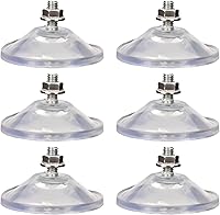 AccEncyc 6-Pack 55mm Extra Strong Suction Cups with M6 Threaded Screws - Thickened Clear PVC Pads for Glass, Tiles, Windows