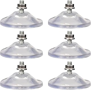 AccEncyc 6-Pack 55mm Extra Strong Suction Cups with M6 Threaded Screws - Thickened Clear PVC Pads for Glass, Tiles, Windows