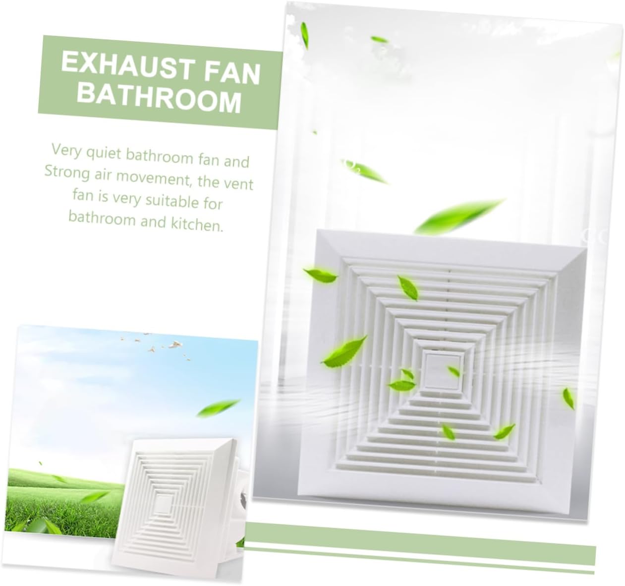 Alipis 2pcs Bathroom Ventilation Fan Quiet Exhaust System for Kitchen Toilet Bathroom Easy to Install Power for Greenhouse Garage Ventilation