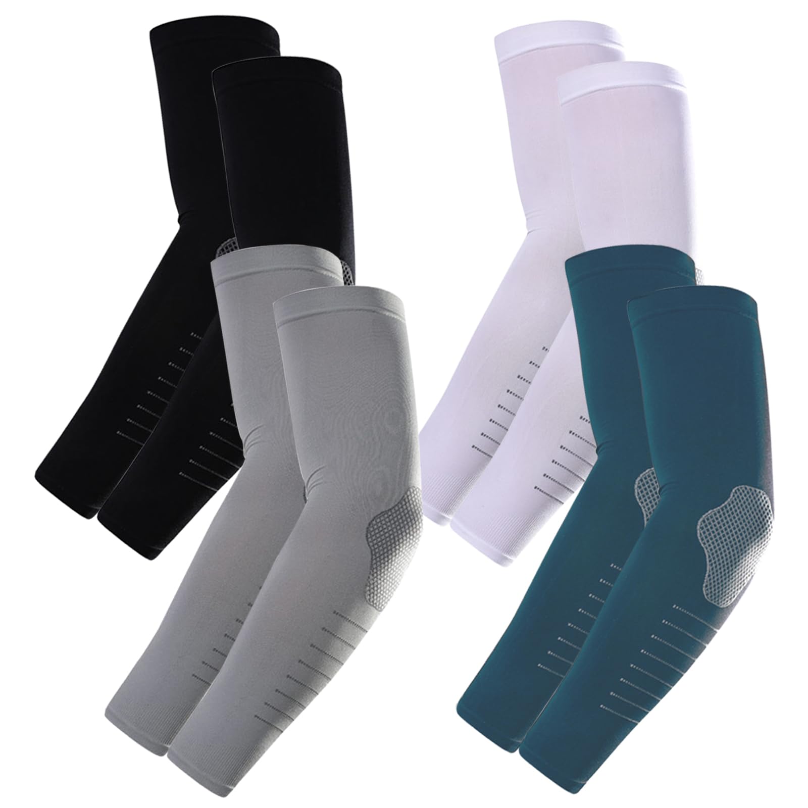 Mlpkoi Men's Multicolour 4 Pairs Uv Sun Protection Cooling Arm Sleeves For Tattoo Cover Up Compression Sports Sleeves Moisture Wicking Gloves Upf 50+ For Cycling Driving Golf Hiking Gardening