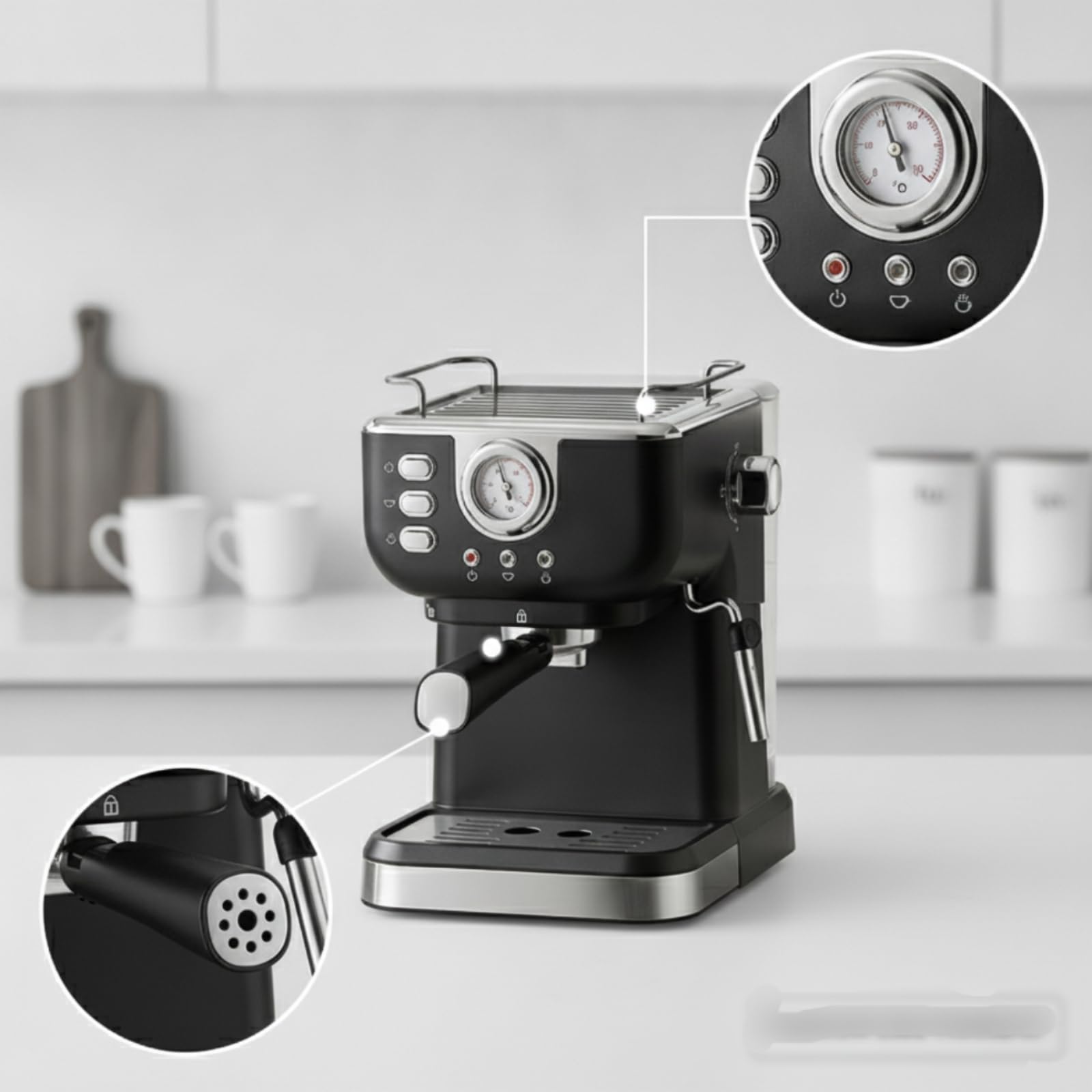 Cafetera Espresso Máquina Cafetera Cafetera Espresso Cafetera Capuchinera con Vaporizador Integrado Panel de Control, Verde, CM3120 Estándar Europeo Verde