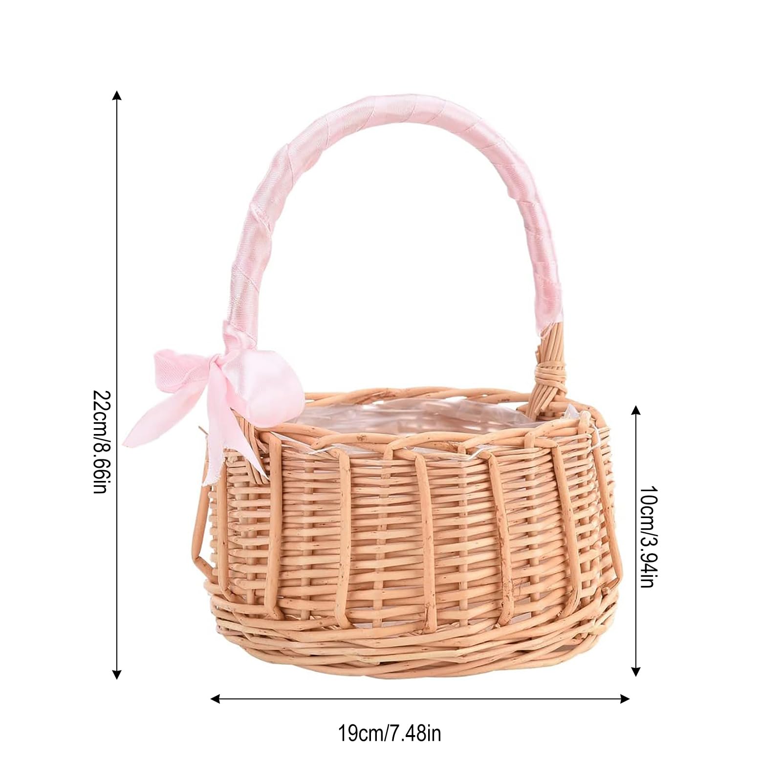 2 Paniers En Osier Naturel 20x11cm Avec Ruban Dentelle - Idéal Mariage, Décoration Maison Et Cadeaux