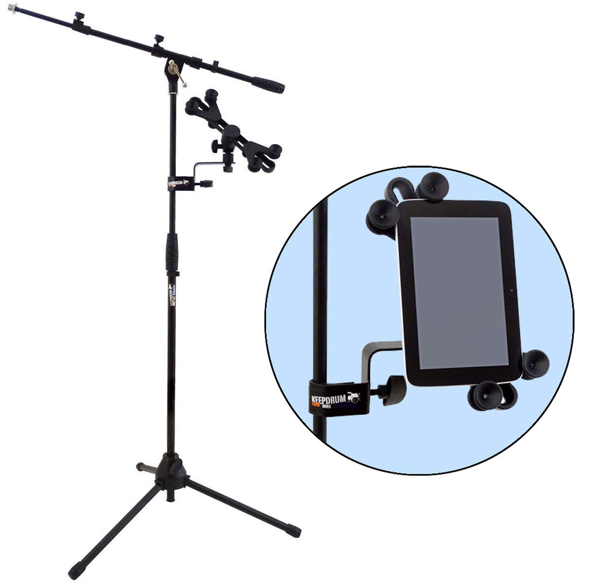 keepdrum Mikrofonständer mit Galgen + Universal Tablet-PC- Halterung